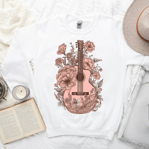Pink Guitar Floral | Sweatshirt