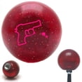 thumbnail image 1 of Pink Gun Outline Red Metal Flake Shift Knob with M16 x 1.5 Insert Shifter Auto Brody, 1 of 1