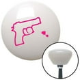 thumbnail image 1 of Pink Gun Outline White Retro Shift Knob with M16 x 1.5 Insert Shifter Auto Manual Brody, 1 of 1