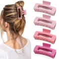 thumbnail image 1 of Pink Hair Clips 4PCS Pink Claw Clips Hair Clips for Women Thick Hair Matte Rectangular Hair Clips Barrettes French Design Non-slip Clip Large Hair Clips for Thick Hair, 1 of 5