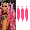 thumbnail image 1 of Pink Hair Extensions, 26 Inch 3 Packs Braiding Hair Pre Stretched Purple Yaki Braiding Hair Synthetic Hair Colored Braiding Hair Crochet Hair, 1 of 4