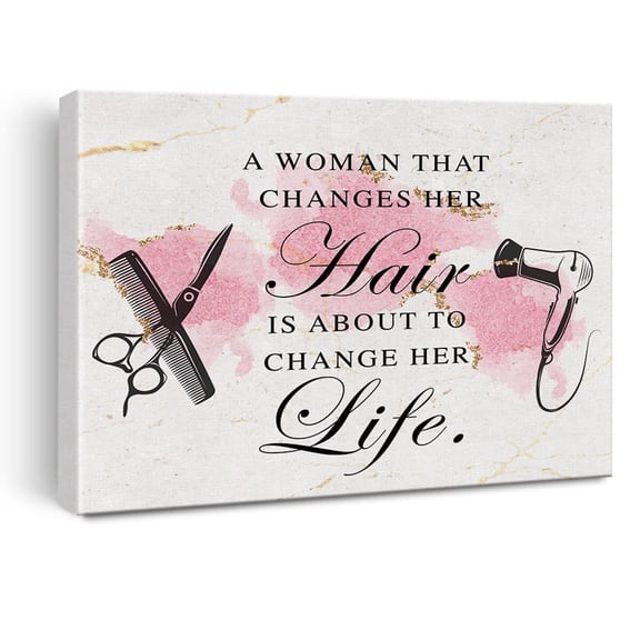 Pink Hair Salon Wall Art Canvas poster Hair Quote Poster Artwork Motivational Hairdressing Scissors Painting for Salon Home Wall