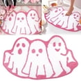 thumbnail image 1 of Pink Halloween Bath Mat Ghost Tufted Rug Goth Spooky Bathroom Mat Non-Slip Floor Bathmat for Indoor Kitchen Bedroom Plush Rug Soft Absorbent Bath Tub Carpet Halloween Supplies, 1 of 6