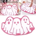thumbnail image 1 of Pink Halloween Bath Mat Ghost Tufted Rug Goth Spooky Bathroom Mat Non-Slip Floor Bathmat for Indoor Kitchen Bedroom Plush Rug Soft Absorbent Bath Tub Carpet Halloween Supplies 40x60, 1 of 5