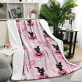 thumbnail image 1 of Pink Halloween Black Cats Ghosts and Pumpkins Blanket,Comfortable Soft Flannel Throw Blanket,All Season,Warm Lightweight Blankets for Sofa Bed Couch Living Room Chair,50"x60", 1 of 4