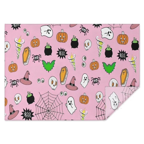 Pink Halloween Elements Pattern Rectangle Tablecloth 60"x84",Waterproof Polyester Rectangle Table Cloth, Wipeable Spillproof Polyester Tablecloth for Dining, Camping, Indoor and Outdoor