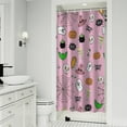 thumbnail image 1 of Pink Halloween Elements Pattern Shower Curtain 36"x72" ,Bathroom Decorative Shower Curtains Set with 12 Hooks,Modern Waterproof Washable Shower Curtain, 1 of 6