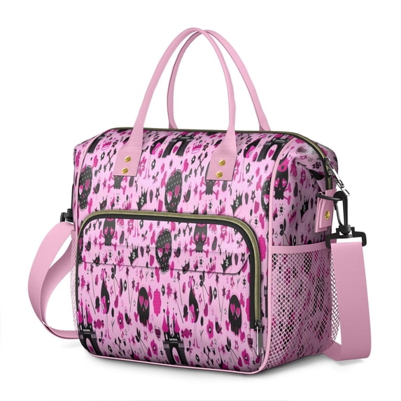 Pink Halloween Fantasy Pattern Womens Lunch Box for Work,Insulated Large Lunch Bag for Tween and Teen,Loncheras Para Mujer,Leakproof Adult Lunch Bag for Work,Beach,Travel,Picnic,Camping