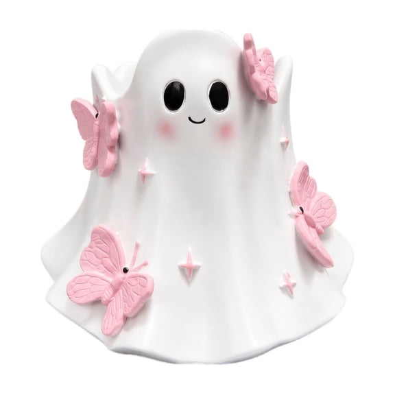 Pink Halloween Ghost Figurines Pastel Pink Halloween Decor Cute Ghost Statues for Tiered Tray Mantel Shelf Centerpiece Tabletop Indoor Home Party Decoration Classic Style