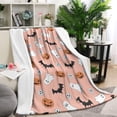 thumbnail image 1 of Pink Halloween Ghosts Bats and Pumpkins Blanket,Comfortable Soft Flannel Throw Blanket,All Season,Warm Lightweight Blankets for Sofa Bed Couch Living Room Chair,60"x80", 1 of 4