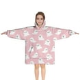 thumbnail image 1 of Pink Halloween Ghosts Blanket Hoodies for Kids 6-13YR Oversize Wearable Blanket Hoodies for Boys Girls Teens, 1 of 7