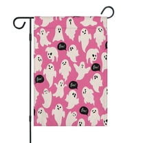 Pink Halloween Ghosts with Boo Fall Garden Flags 12.5"x18" Double Side,Small Yard Flags for Outside,Outdoor Fall Decor,Autumn Funny Garden Flag Yard Decoration