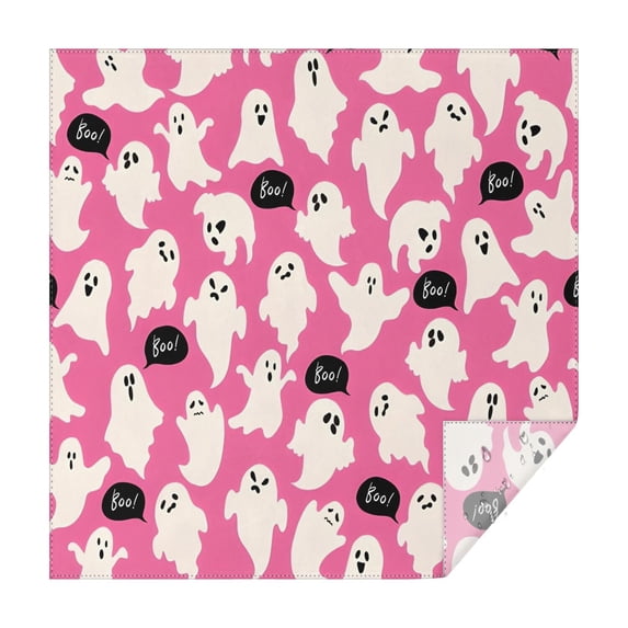 Pink Halloween Ghosts with Boo Square Tablecloth,Waterproof Square Table Cover,Wipeable Spillproof Washable Table Cover for Home Kitchen Party Decor 60"x60"(152x152cm)