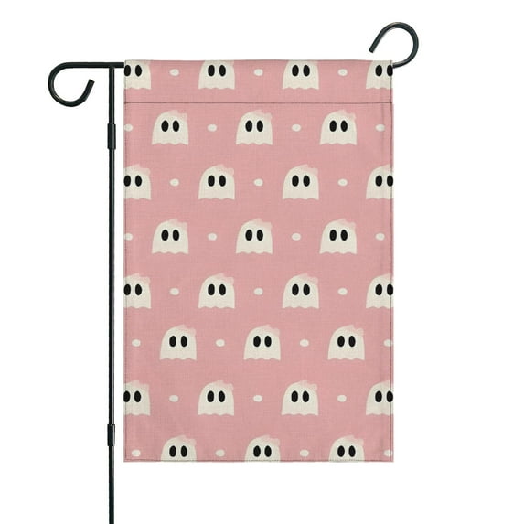Pink Halloween Ghosts Fall Garden Flags 12.5"x18" Double Side,Small Yard Flags for Outside,Outdoor Fall Decor,Autumn Funny Garden Flag Yard Decoration