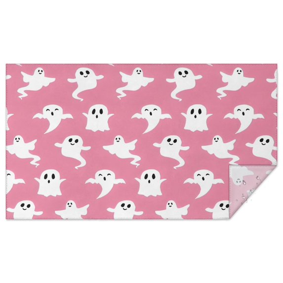 Pink Halloween Ghosts Rectangle Tablecloth 60"x102",Waterproof Polyester Rectangle Table Cloth, Wipeable Spillproof Polyester Tablecloth for Dining, Camping, Indoor and Outdoor
