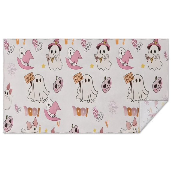 Pink Halloween Ghosts Rectangle Tablecloth 60"x102",Waterproof Polyester Rectangle Table Cloth, Wipeable Spillproof Polyester Tablecloth for Dining, Camping, Indoor and Outdoor