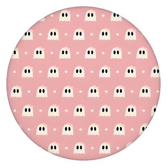 Pink Halloween Ghosts Round Fitted Tablecloth with Elastic Edge,Dining Table Cover Waterproof,Outdoor Round Tablecloth for Camping,Dining,Indoor and Outdoor