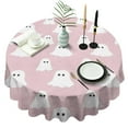 thumbnail image 1 of Pink Halloween Ghosts Round Tablecloth 60"x60",Wrinkle Wipeable Table Cloth for Kitchen Dining Room Picnic Patio Party, 1 of 6