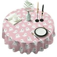 thumbnail image 1 of Pink Halloween Ghosts Round Tablecloth 60"x60",Wrinkle Wipeable Table Cloth for Kitchen Dining Room Picnic Patio Party, 1 of 6
