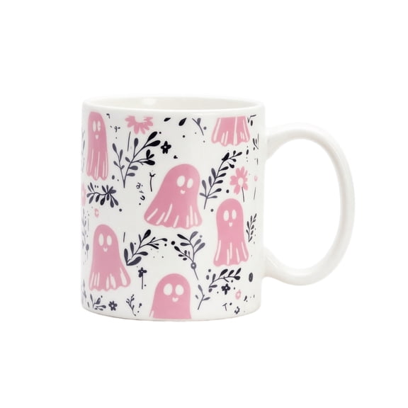 Pink Halloween Mugs – Cute Ghost Coffee Mug – Pink Ghostface Ceramic Cup for Girly Halloween Birthday Gifts (Pink)