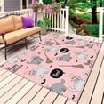 thumbnail image 1 of Pink Halloween Outdoor Rug for Patio/Deck/Porch, Non-Slip Large Area Rug 3 x 5 Ft, Cat Bat Ghost Pumpkins Indoor Outdoor Rugs Washable Area Rugs, Reversible Camping Rug Carpet Runner, 1 of 8