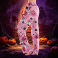 thumbnail image 1 of Pink Halloween Pajamas Womens Pajama Pants Drawstring Wide Leg Pj Bottoms Cute Funny Lounge Sleepwear S, 1 of 6