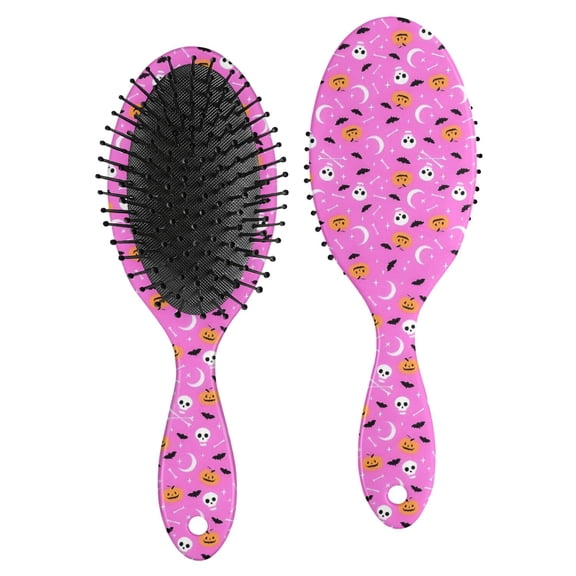Pink Halloween Pattern Hair Brush,Girls Detangling Hair Brush,Glide Through Tangles with Ease for Wet & Dry Hair,8.8"X2.8"