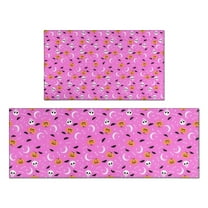 Pink Halloween Pattern Kitchen Rugs Sets Of 2,Anti Fatigue Kitchen Mat Rugs Non Slip Washable,Decorative Kitchen Floor Mats for Kitchen,Sink,Laundry,17"x30" 17"x47"