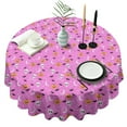 thumbnail image 1 of Pink Halloween Pattern Round Tablecloth 60"x60",Wrinkle Wipeable Table Cloth for Kitchen Dining Room Picnic Patio Party, 1 of 6