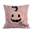 thumbnail image 1 of Pink Halloween Pumpkin Pillow Covers, 18''x18'' Boo Ghost Decor | Fabric Pink Halloween Pillow Covers with Pumpkin Ghost Design, Sofa Bedroom Fall Decor, 1 of 6