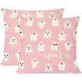 thumbnail image 1 of Pink Halloween Throw Pillow Covers 18x18 Set of 2 Cute Ghost Spooky Halloween Decorations Indoor Decorative Throw Pillows Cushion Cases for Home Living Room Bedroom Couch Decor, 1 of 6