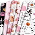 thumbnail image 1 of Pink Halloween Wrapping Paper - 12 Pcs Pink Ghost Pumpkin Skull Art Design Gifts Wrap Paper for Halloween Decorations Birthday Baby Shower Holiday Valentine's Day, 1 of 12