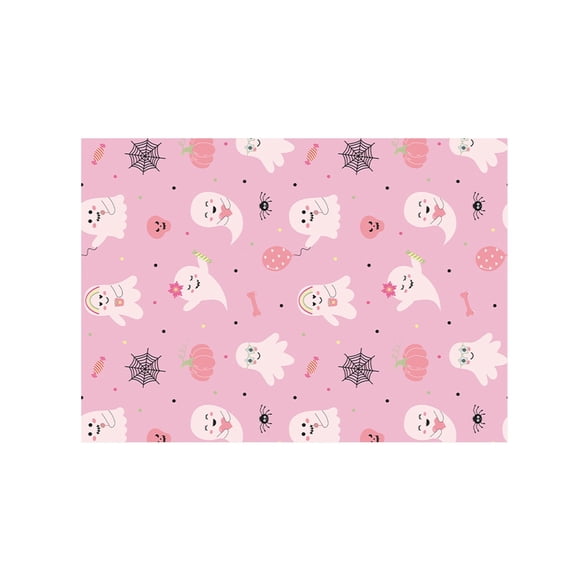 Pink Halloween Wrapping Paper, Cute Ghost Pumpkin Bat Print, Festive Gift Wrap For Birthday Party Holiday