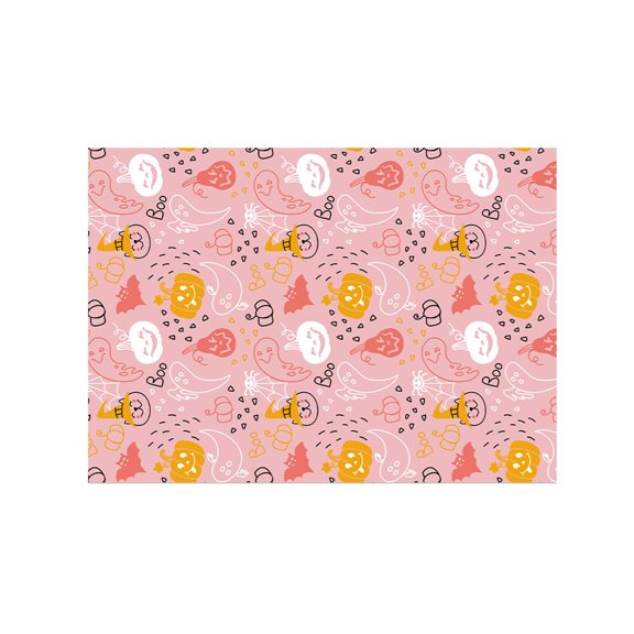Pink Halloween Wrapping Paper Cute Ghost Pumpkin Skeleton Bat Pattern Holiday Gift Wrap Sheet Fall Seasonal Gift Packaging Paper for Present Box Party Favor DIY Decor Wrapping Supply