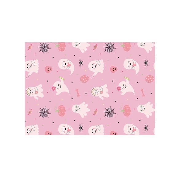 Pink Halloween Wrapping Paper Cute Ghost Pumpkin Skeleton Bat Pattern Holiday Gift Wrap Sheet Fall Seasonal Gift Packaging Paper for Present Box Party Favor DIY Decor Wrapping Supply