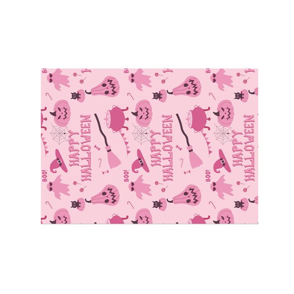 Pink Halloween Wrapping Paper Cute Ghost Pumpkin Skeleton Bat Pattern Holiday Gift Wrap Sheet Fall Seasonal Gift Packaging Paper for Present Box Party Favor DIY Decor Wrapping Supply
