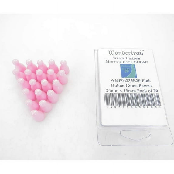 Pink Halma Game Pawns 24mm x 13mm (15/16in x 1/2in) Pack of 20 Wondertrail