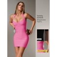 thumbnail image 1 of Pink Halter Neck Backless Bandage Mini Dress With Tummy Control, 1 of 30