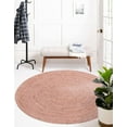 thumbnail image 1 of Pink Hand Braided Round Rugs Farmhouse Rugs for Living Area Rug for Bedroom, Kitchen, Living Room, Indoor Outdoor Rug Carpet 5" Square Feet (60x60 Inch) Pink, 1 of 5