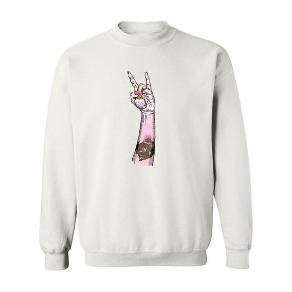 Pink Hand In Rock N Roll Sign. Sweatshirt Men -Image by Shutterstock, Male 3X-Large