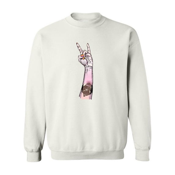 Pink Hand In Rock N Roll Sign. Sweatshirt Men -Image by Shutterstock, Male Large