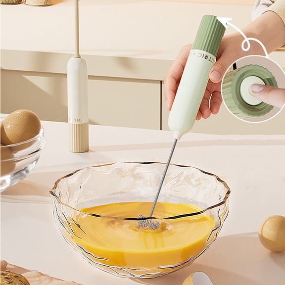 Pink Handheld Electric Milk Frother with 2 Heads, Portable Drink Mixer & Egg Beater for Coffee, Tea & Baking
