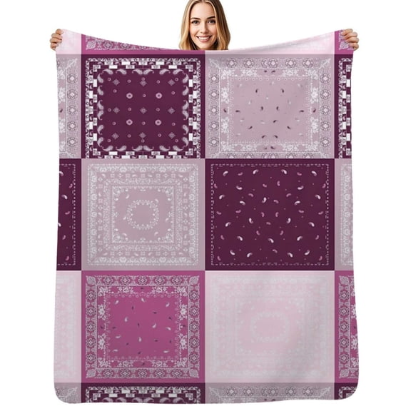 Pink Handkerchief Paisley Design Flannel Blanket Warm Soft Bedding Throws Winter Camping Chair Sofa Bed