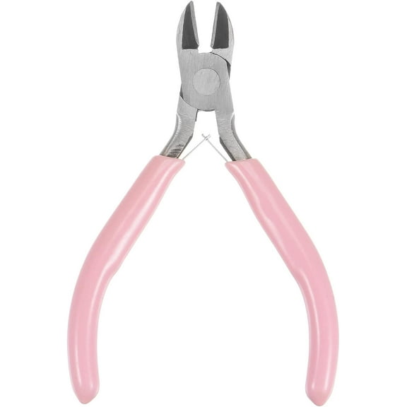 Pink Handle Wire Cutters 4.5 Inch, Diagonal Cutting Side, DIY Crafts Jewelry Making