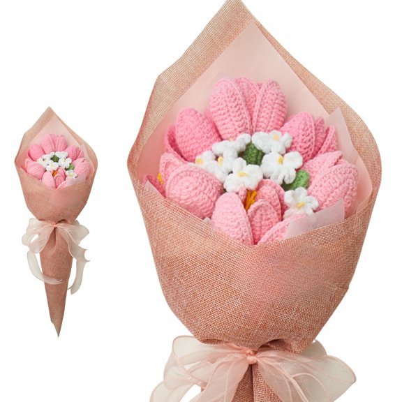 Pink Handmade Crochet Flower Bouquet for Gifting and Home Decor