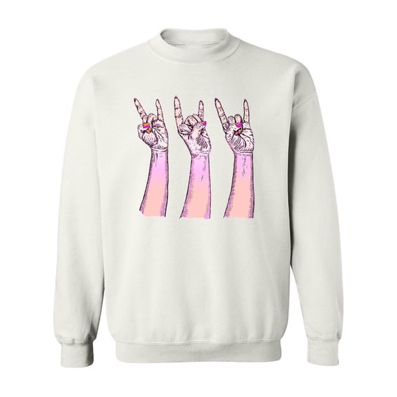 Pink Hands In Rock N Roll Sign . Sweatshirt Men -Image by Shutterstock, Male 5X-Large