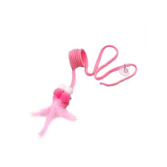 Pink Hanging Kitty Toy With Bell Self Play For Door And Home Solo Cat Interactive Activity
