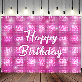 Pink Happy Birthday Backdrop Fabric 7 x 5 ft Shiny Glitter Shinmmer Girls Woman Birthday Party Banner Polyester Sparkle Princess Birthday Background Photo Props Decoration