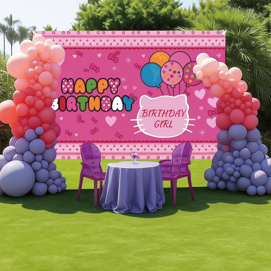 Pink Happy Birthday Backdrop IFF17 for Girls - 5x3 ft Cute Cartoon ...