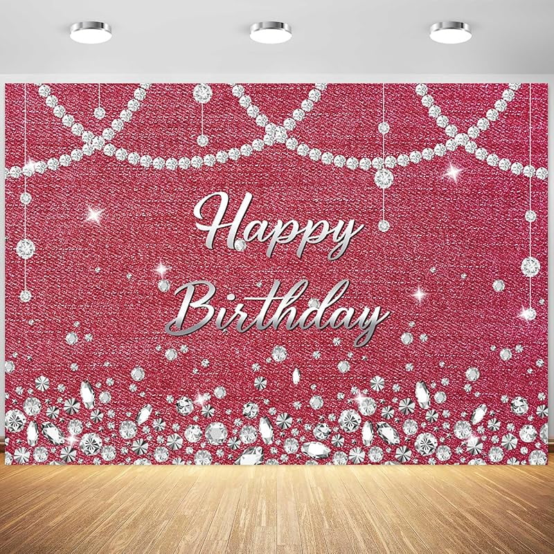 IMISI 58th Birthday Backdrop Banner - Pink Gold Decor, 72.8x43.3 Inch, Large Party Background With String